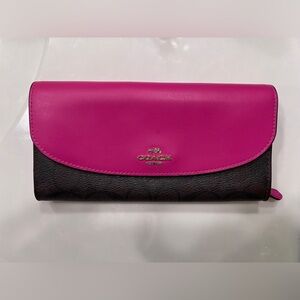 Coach Fuchsia and Brown Women's Wallet